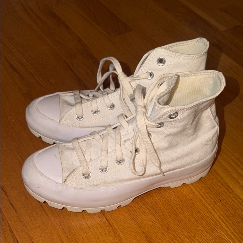White converse all star lugged high top size 8
